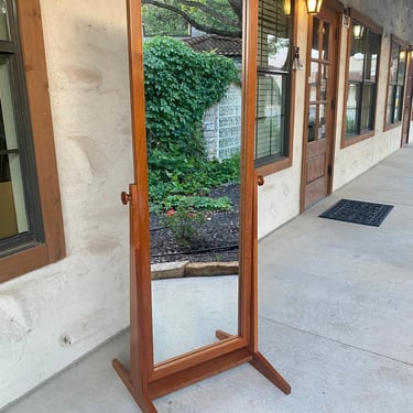 Mid-Century Danish Modern Teak Standing Floor Mirror by Pedersen & Hansen 