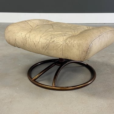 Ekornes Stressless White Leather Bronze Ottoman 