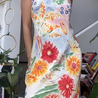 VTG 90s Donna Ricco Bias Cut Floral Dress 