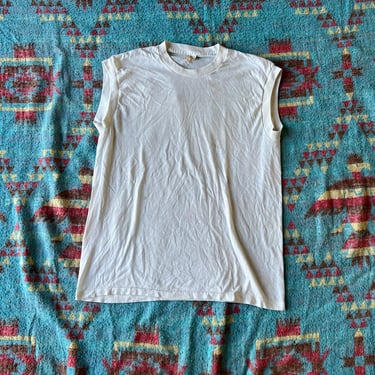 Vintage 1980s Sears Blank White Tank Top 