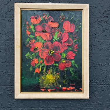 Red Flowers Impasto Oil Painting
