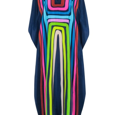 Trina Turk - Navy Multicolor Silk "Theodora" Maxi Dress Sz M/L
