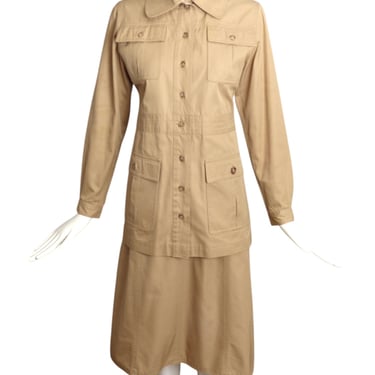 YVES SAINT LAURENT- 1970s Cotton Safari Suit, Size-8