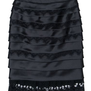 Carmen Marc Valvo - Black Silk & Lace Layered Skirts Sz 4
