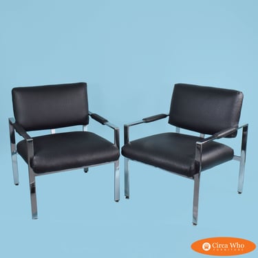 Pair of MCM Chrome Arm Chairs after Harvey Probber