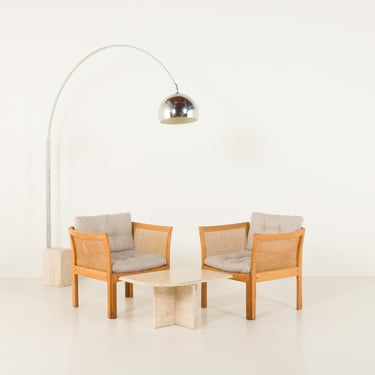 Pair of Plexus lounge chairs in oak by Illum Wikkelsø for CFC Silkeborg, 1960s 