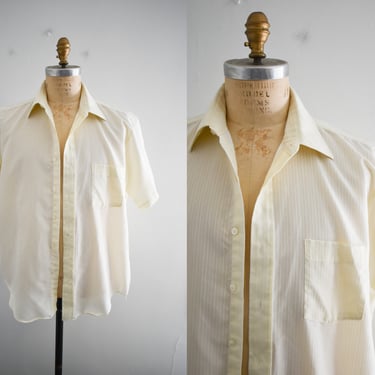 1980s Pale Yellow Short Sleeve Shirt 