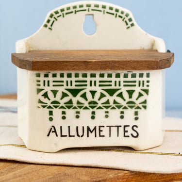 Antique French Ceramic Allumettes Box