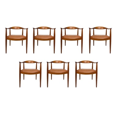 Round Chair by Hans J. Wegner Model JH-503 with Honey leather seats (7 Available)