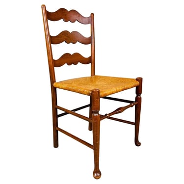 19th Century English Rush Seat Ladder Back Chair 