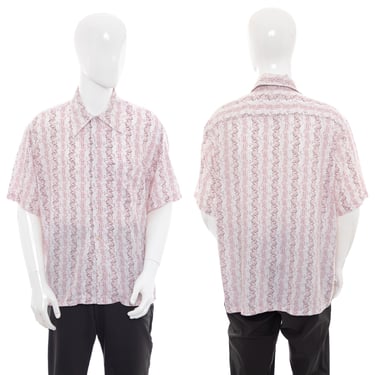1970's Sir Walter Light Pink Paisley Print Shirt Size XL/XXL