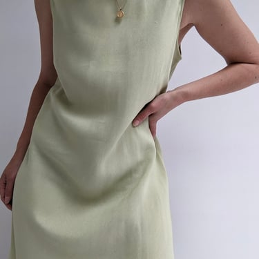 Vintage Pistachio Linen Market Dress