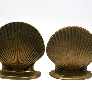 vintage Brass Shell Bookends 