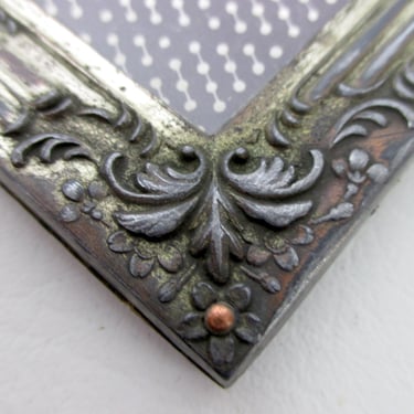 Antique High Relief Intricate Silver Picture Frame Small Ornate Art Deco Horizontal Vertical Rectangle Metal Frame Photo Gallery Wall Art 