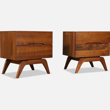 Mid-Century Californian Modern Sculpted Walnut Night Stands