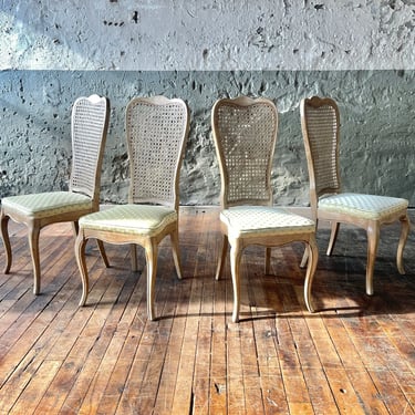 Vintage Traditional Revival Cane Back Dining Chairs by Baker MCM OAK HENREDON