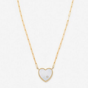 Collier Solitaire Pm Coeur Nacre - Or Jaune