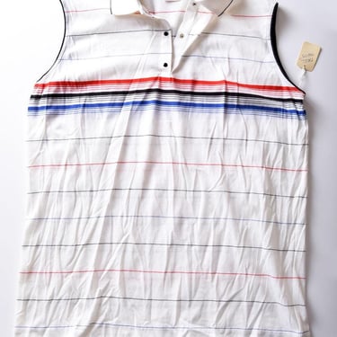 80's TAIL Vintage T shirt Sleeveless Polo Tank Top, Cotton Stripes 1970's, 1980's tshirt, Size Large, New Old Stock With Tags 