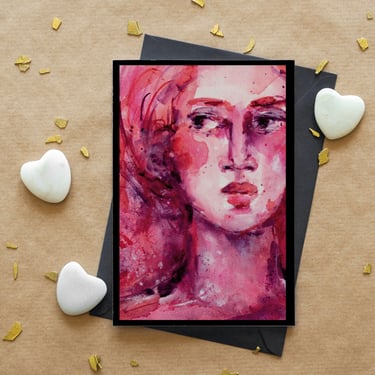 GODDESS WOMAN CARD - High Quality Print 4x6 inch / 102x152 mm with Satin Finish - Female Portrait Print - Bookmark - Small Art - Gift Art 
