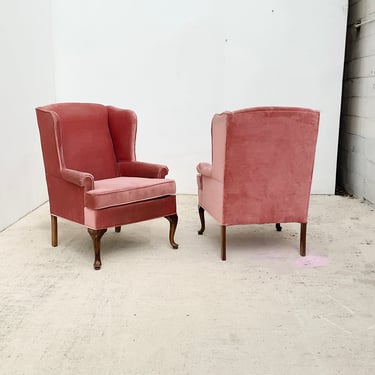Dusty Rose Velvet Wingback Chairs