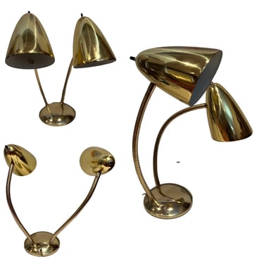1950's American Mid-Century Gooseneck Double Head Atomic Age Desk Lamp ...