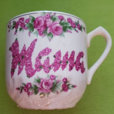 Vintage Tea Cups Mothers Day Gifts Lefton Porcelain made in Japan MAMA inscribed floral Coffee Mug 