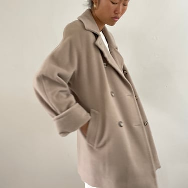 90s Italian coat / vintage soft camel wool Cinzia Rocca Italian double breasted dolman luxe car coat overcoat | M L 