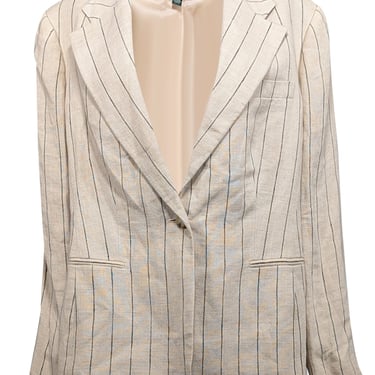 Lauren Ralph Lauren - Beige & Black Striped Linen Blazer Sz 18