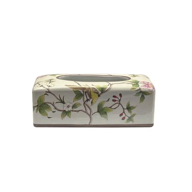 Almond Flower Bird Graphic Rectangular Porcelain Tissue Box Cover ws4820CE 