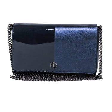 Kate Spade - Navy Leather &amp; Patent Fold Over Crossbody Bag