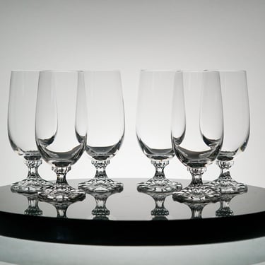 Set of 6 crystal wine glasses, crystal footed high ball, vintage glassware, vintage glasses wine, cocktail glass set  Vintage Glassware 