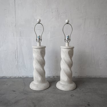 Pair of Post Modern Plaster Swirl Table Lamps 