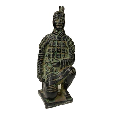 Chinese Black Green Rustic Ancient Artistic Terra Cotta Soldier Figure ws2453E 