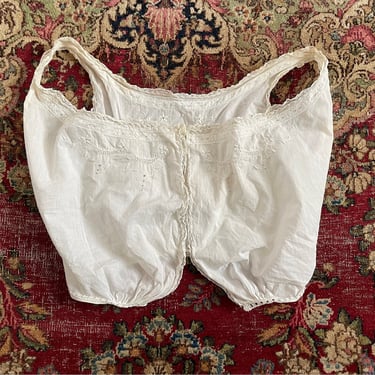 Antique Victorian Edwardian ivory cotton cropped blouse, 1900 sleeveless crop top, S 