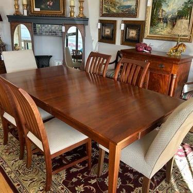 Mission Style Dining Room Table, 2 Leaves &amp; 6 Chairs from Ethan Allen