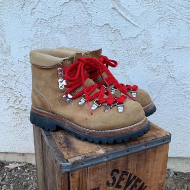 Vintage 70's Leather Suede Lace-up Hiking Boots 