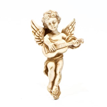 VINTAGE: Resin Angel Hanging - Cherub Wall Plaque - White Angel - Ornament - SKU Tub-407-00011403 