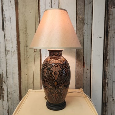 Brown Glazed Ceramic Table Lamp