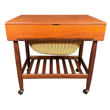 Vintage Danish Mid Century Modern Teak Sewing Cart by Ejvind Johansson 