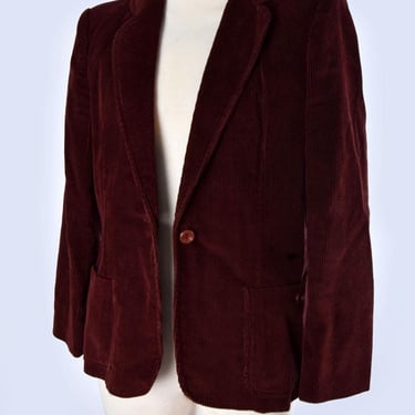 70's Wine Corduroy Blazer Jacket Women's Suit Burgundy Red Purple 1970's, 1980's Cotton Velvet Vintage 