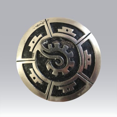 Vintage Taxco Mexico 925 Aztec Pendant / Brooch, Heavy Sterling Silver Pendant 