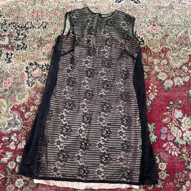 Vintage 1950’s ‘60s black lace L’Aiglon sheath dress, some flaws, size L 