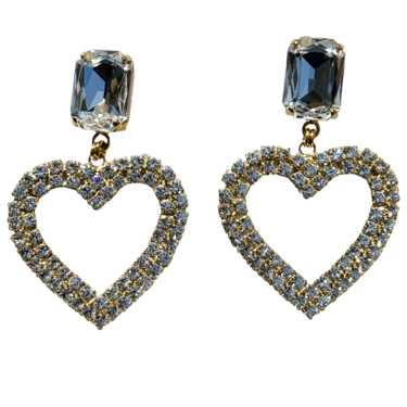 Diamond Crystal Heart Earrings