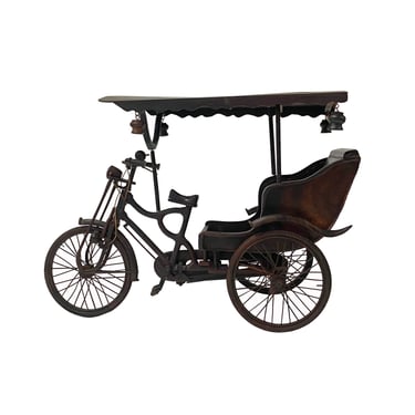 Chinese Rosewood Handmade Miniature Cycle Rickshaw Display Decor Art ws2634E 
