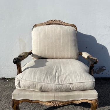 Antique French Bergere Chair Armchair Double Cane Vintage Wood Lounge Club Regency Shabby Chic Seating Decor Wood Neoclassical Boho 