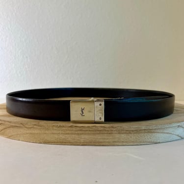 Yves Saint Laurent Vintage Reversible Brown Black Genuine Leather Belt Size L 