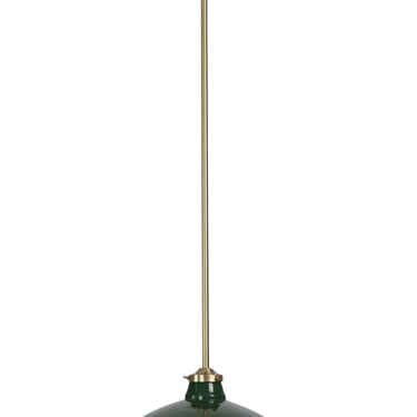 Industrial 12 in. Green Steel Brushed Brass Pole Pendant Light