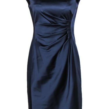Lauren Ralph Lauren - Purpleish Navy Satin Pleated Sheath Dress Sz 4