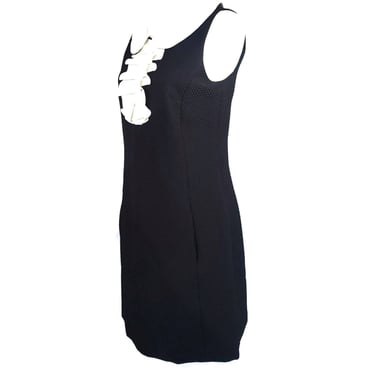 New 850.00 Axara Paris Black White Ruffle Pockets Formal Short Cocktail Dress 38 