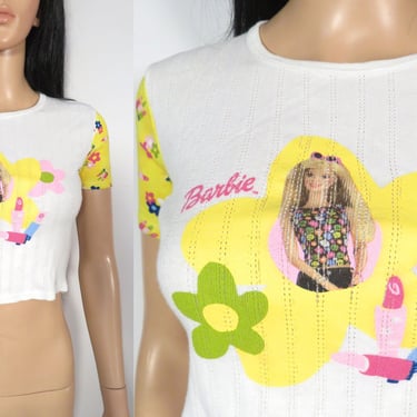 Vintage Y2K Barbie Crop Top Cotton Tshirt Size Youth 10 Or XS 